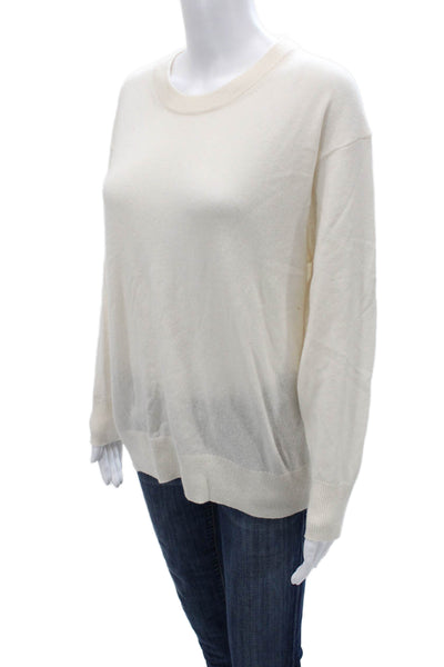 J Crew Unisex Pullover Sweater White Cotton Crew Neck Long Sleeve Size XS