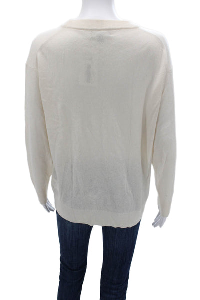 J Crew Unisex Pullover Sweater White Cotton Crew Neck Long Sleeve Size XS