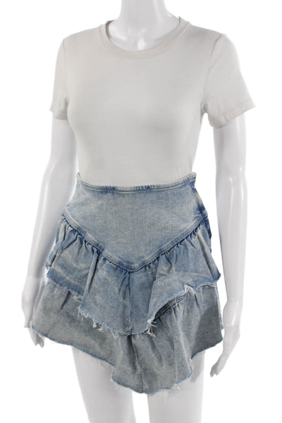 Mother Women Peasant Mini Skort Light Blue Size 25