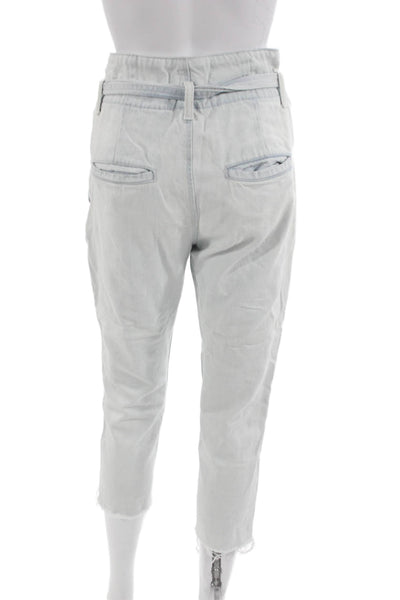 DL1961 Women Light Blue Paperbag Cropped Ankle Pants Cotton Drawstring Size 24