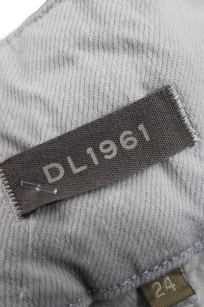 DL1961 Women Light Blue Paperbag Cropped Ankle Pants Cotton Drawstring Size 24