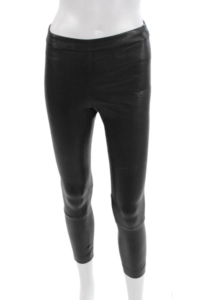 Intermix Women Ankle Jeggings Leather Biker Black Zip Size 00