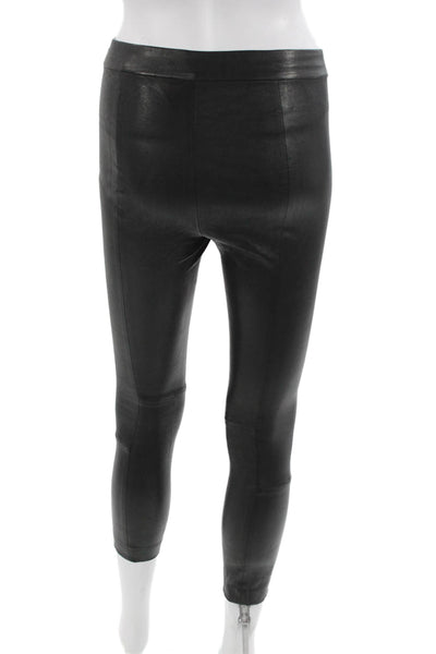 Intermix Women Ankle Jeggings Leather Biker Black Zip Size 00