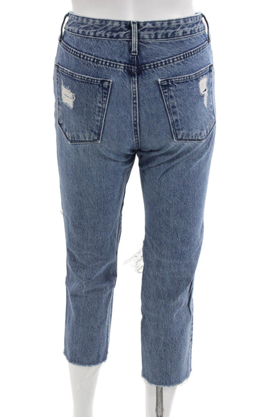 3x1 NYC Women Cropped Mom Jeans Blue Mid Rise Button Fly Size 24