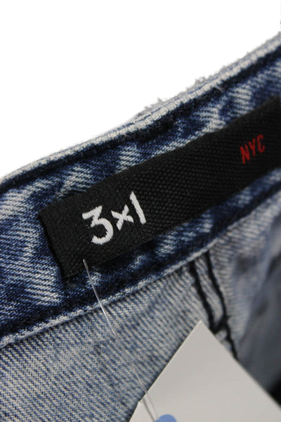 3x1 NYC Women Cropped Mom Jeans Blue Mid Rise Button Fly Size 24