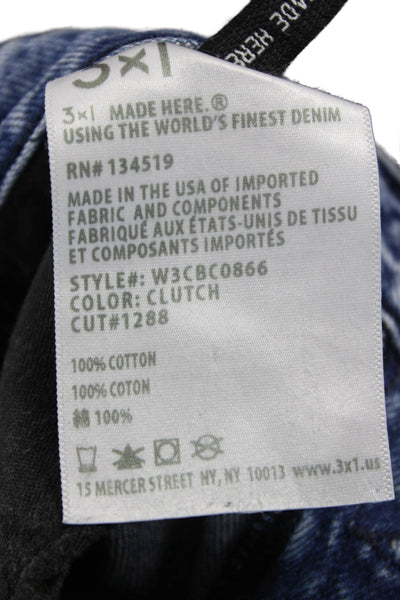 3x1 NYC Women Cropped Mom Jeans Blue Mid Rise Button Fly Size 24