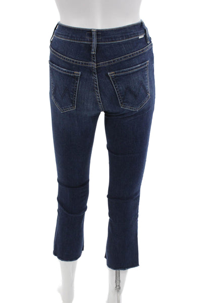 Mother Women Ankle Cropped Jeans Dark Blue Mid Rise Button Fly Petite Size 23
