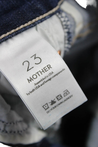 Mother Women Ankle Cropped Jeans Dark Blue Mid Rise Button Fly Petite Size 23