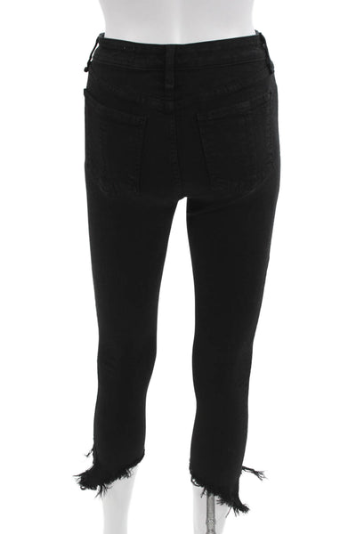 Rag & Bone Women Cropped Ankle Skinny Jeans Black High Rise Button Size 24
