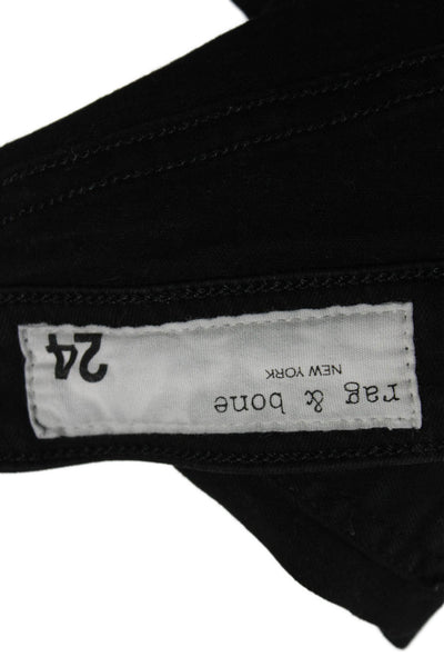 Rag & Bone Women Cropped Ankle Skinny Jeans Black High Rise Button Size 24