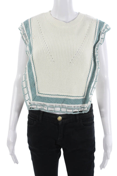 Akiranaka Unisex White Pullover Vest Sleeveless Crew Neck Size 2