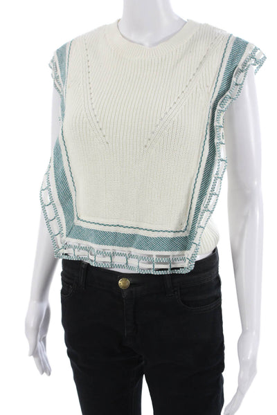 Akiranaka Unisex White Pullover Vest Sleeveless Crew Neck Size 2