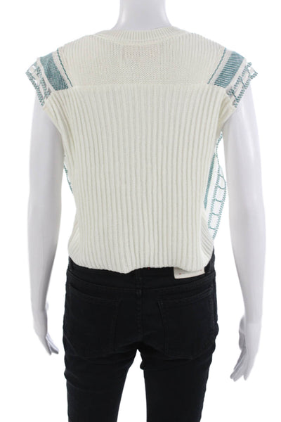Akiranaka Unisex White Pullover Vest Sleeveless Crew Neck Size 2