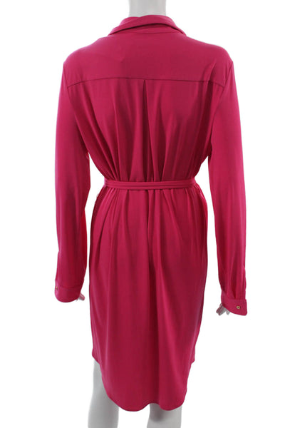 Calvin Klein Women Shirt Dress Pink Long Sleeve Collared Button Size 10