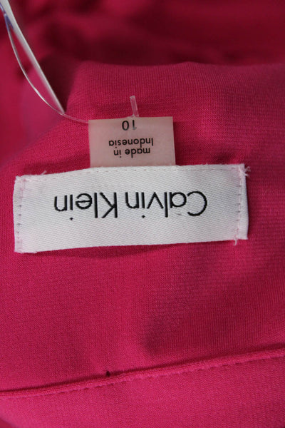 Calvin Klein Women Shirt Dress Pink Long Sleeve Collared Button Size 10