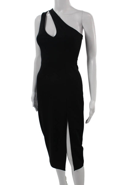 Lulus Womens Bodycon Sheath Dress Black Sleeveless Mid Calf Zip Size XS