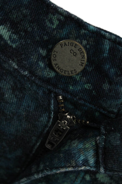Paige Women Dark Blue Floral Ankle Skinny Jeans Low Rise Button Size 26