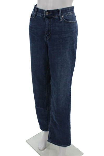 Levis Unisex Straight Jeans Dark Blue Mid Rise Button Fly Solid Size 14
