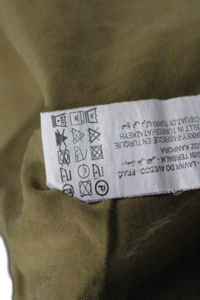 Zara Womens Ankle Cropped Pants Brown Modal Polyester Solid Army Size XS