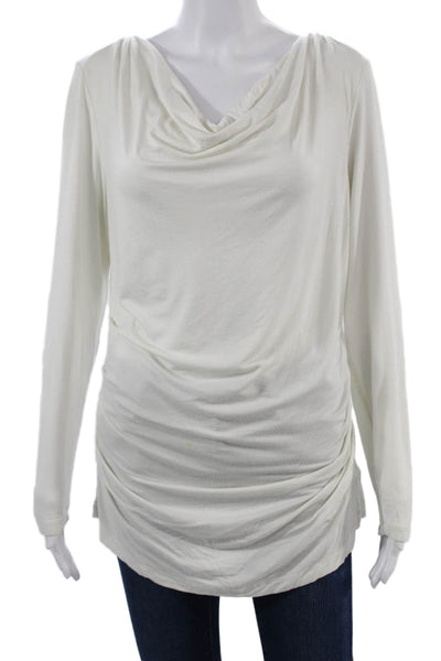 Adrianna Papell Women Silk Tunic Blouse White Long Sleeve Solid Size L