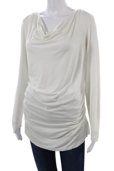 Adrianna Papell Women Silk Tunic Blouse White Long Sleeve Solid Size L