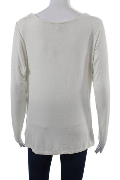 Adrianna Papell Women Silk Tunic Blouse White Long Sleeve Solid Size L