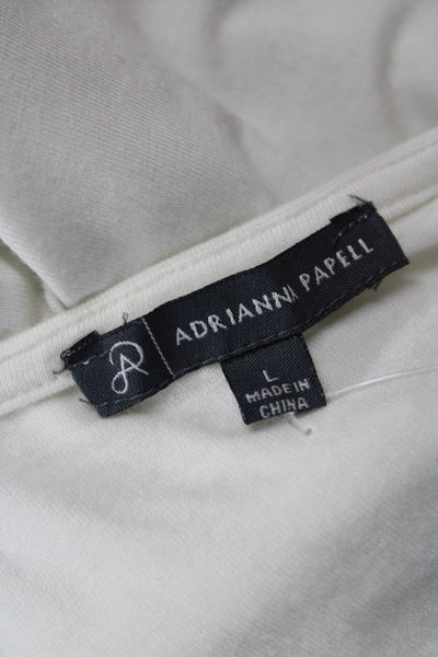 Adrianna Papell Women Silk Tunic Blouse White Long Sleeve Solid Size L