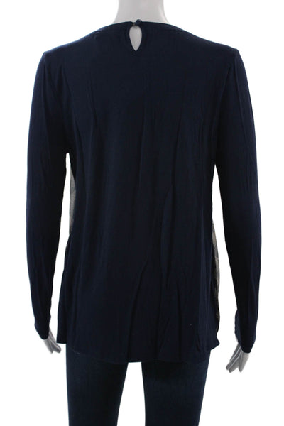 Boden Womens Tunic Blouse Dark Blue Geometric Long Sleeve Size 6