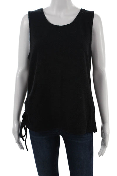 Vince Camuto Women Basic Black Cotton Tank Round Neck Sleeveless Size XL