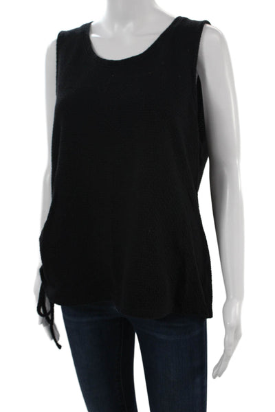 Vince Camuto Women Basic Black Cotton Tank Round Neck Sleeveless Size XL