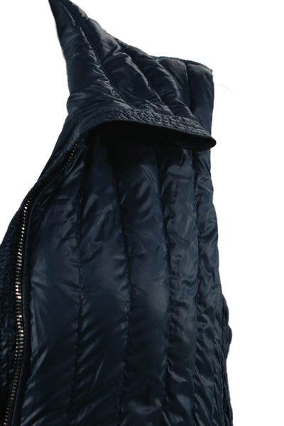 Calvin Klein Women Puffer Quilted Vest Dark Blue Collared Zip Size M