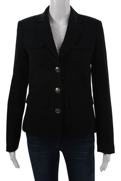 Calvin Klein Womens Black Military Jacket Collared Long Sleeve Size S
