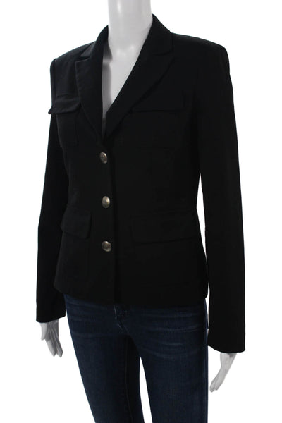 Calvin Klein Womens Black Military Jacket Collared Long Sleeve Size S