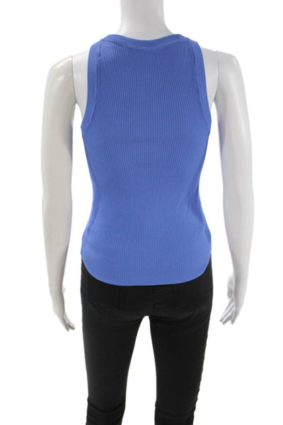 Zara Women Basic Sleeveless Tank Blue Viscose Nylon Crew Neck Size S