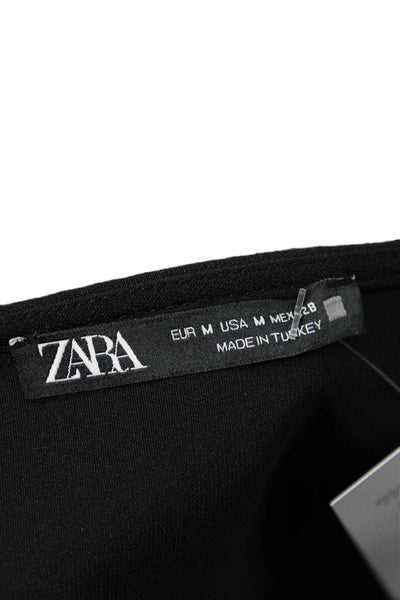 Zara Women Camisole Black Square Neck Polyester Sleeveless Size M