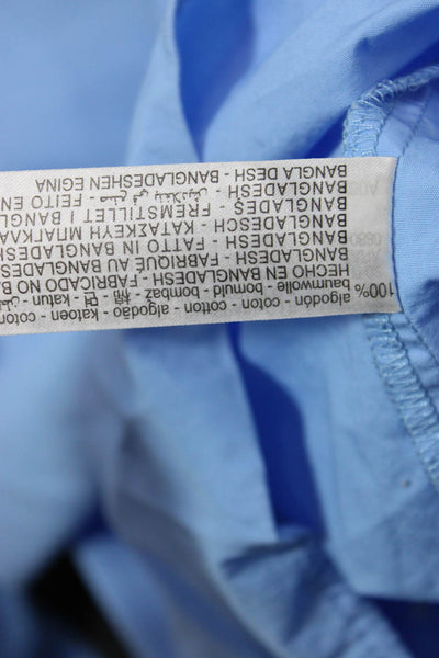 Zara Women Light Blue Cotton Collared Button Up Blouse Long Sleeve Size XS