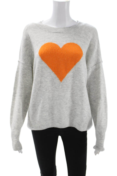 Vince Camuto Unisex Gray Heart Graphic Pullover Sweaters Size S