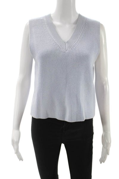 Zara Unisex Sweater Vest V-Neck Light Blue Cotton Viscose Size S