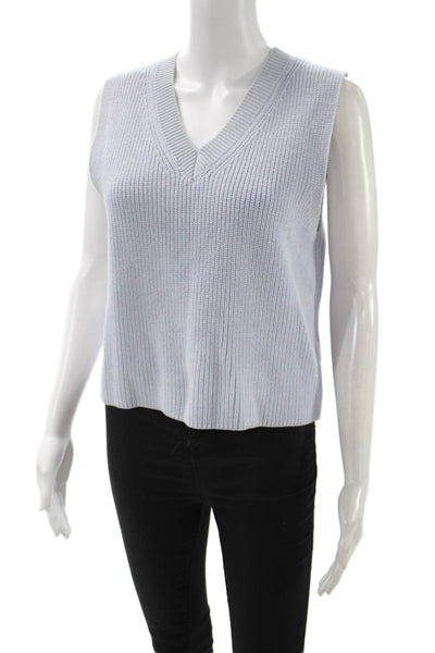 Zara Unisex Sweater Vest V-Neck Light Blue Cotton Viscose Size S