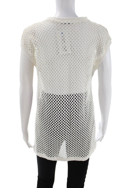 Zara Womens Tunic White Cotton Crew Neck Sleeveless Beach Spring Size S