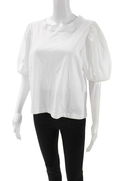 Zara Women Basic Cotton Short Sleeve Blouse White Size XL
