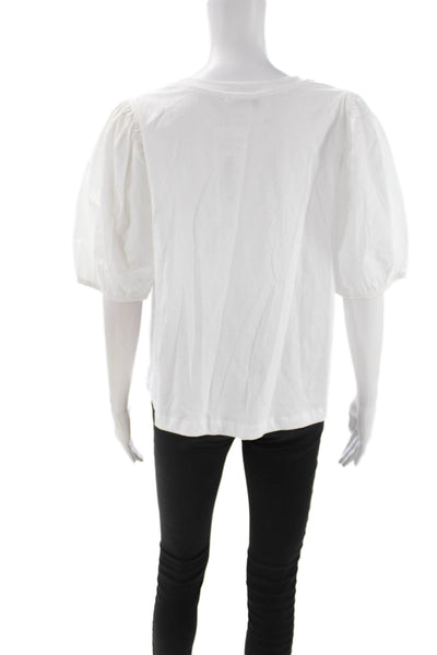 Zara Women Basic Cotton Short Sleeve Blouse White Size XL