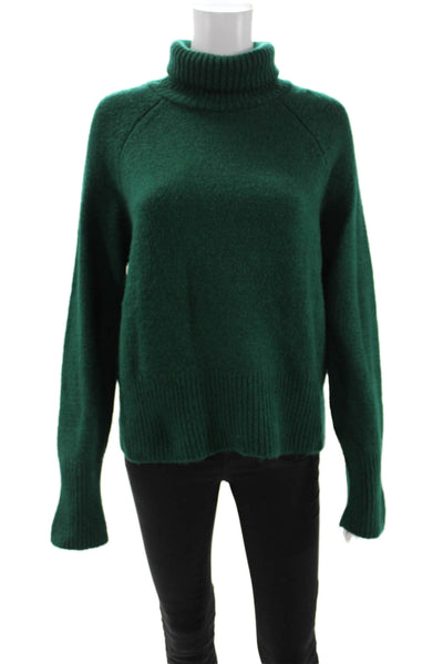 Zara Unisex Green Turtleneck Pullover Sweater Long Sleeve Acrylic Blend Size S