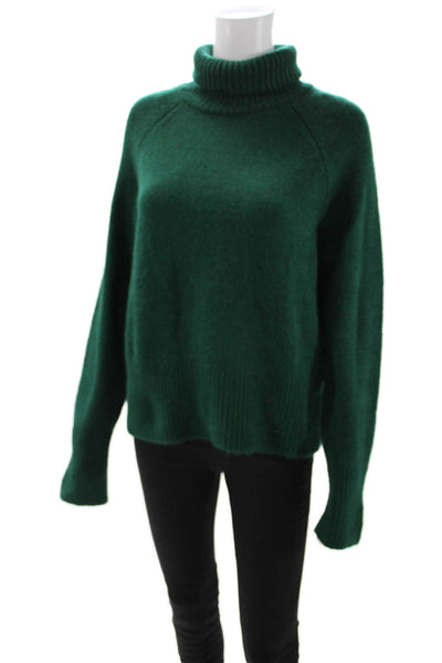 Zara Unisex Green Turtleneck Pullover Sweater Long Sleeve Acrylic Blend Size S