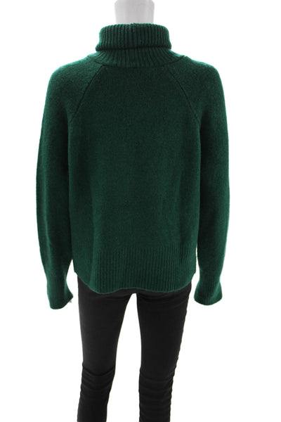 Zara Unisex Green Turtleneck Pullover Sweater Long Sleeve Acrylic Blend Size S