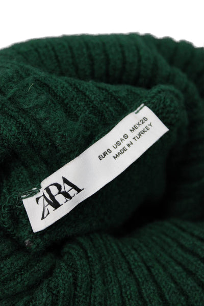 Zara Unisex Green Turtleneck Pullover Sweater Long Sleeve Acrylic Blend Size S