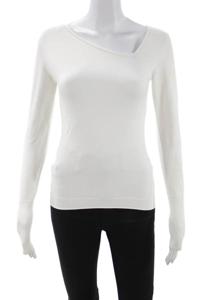Marella Unisex Pullover Sweater White Cotton Long Sleeve Designer Size S