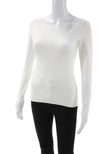 Marella Unisex Pullover Sweater White Cotton Long Sleeve Designer Size S