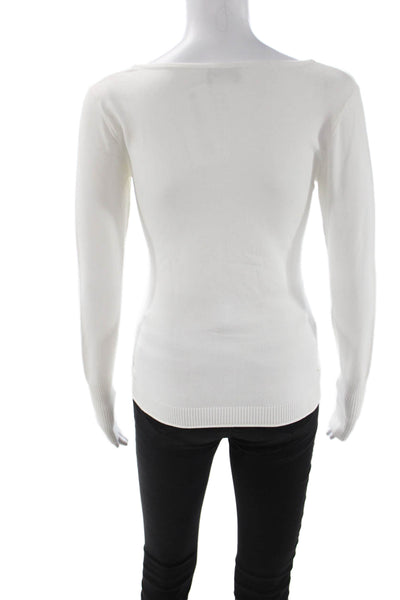 Marella Unisex Pullover Sweater White Cotton Long Sleeve Designer Size S
