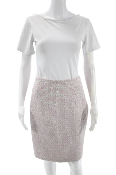 Toccin Women Straight Pencil Skirt Pink Lurex Blend Knee Length Size 4